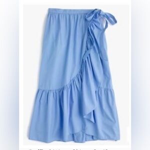 J Crew classic blue wrap around ruffle skirt